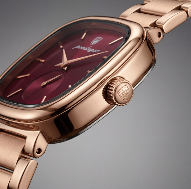 Reloj Poedagar Minimalista Oro Rosa Esfera Vino
