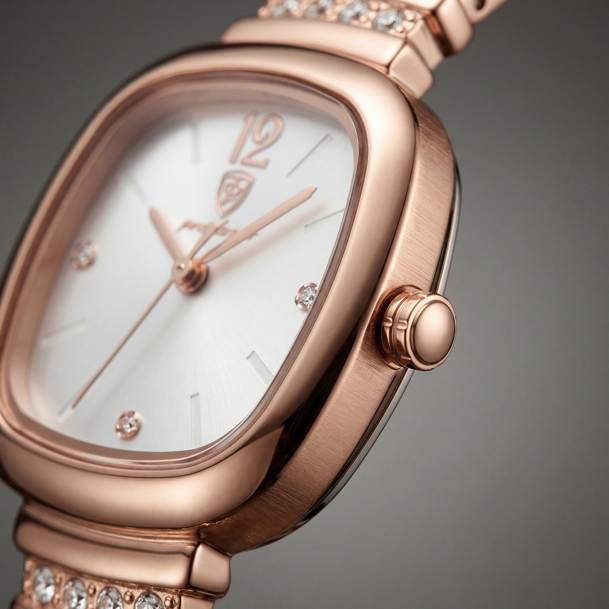 Reloj Poedagar Dama Oro Rosa con Cristales