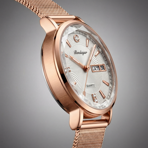 Reloj Poedagar en Oro Rosa Malla texturizada