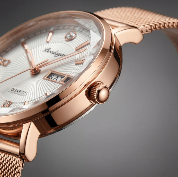 Reloj Poedagar en Oro Rosa Malla texturizada