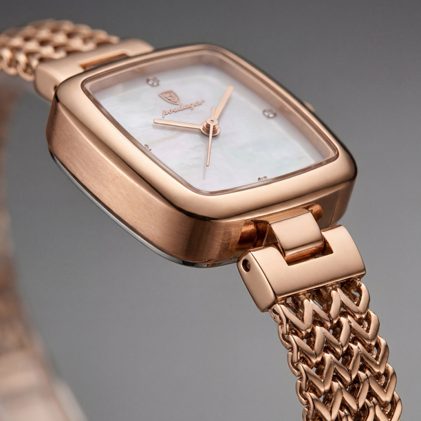 Reloj Poedagar Cuadrado en Oro Rosa