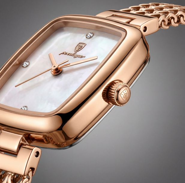 Reloj Poedagar Cuadrado en Oro Rosa