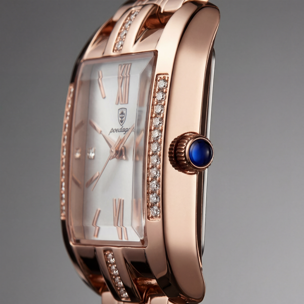 Reloj Poedagar Clásico Rectangular Oro Rosa