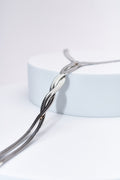 Collar serpiente trenzado plateado — baño plateado