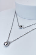 Set collares doble capa con charms gota y bola — acero inoxidable plateado