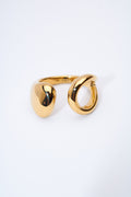 Anillo abierto doble elemento dorado — ajustable