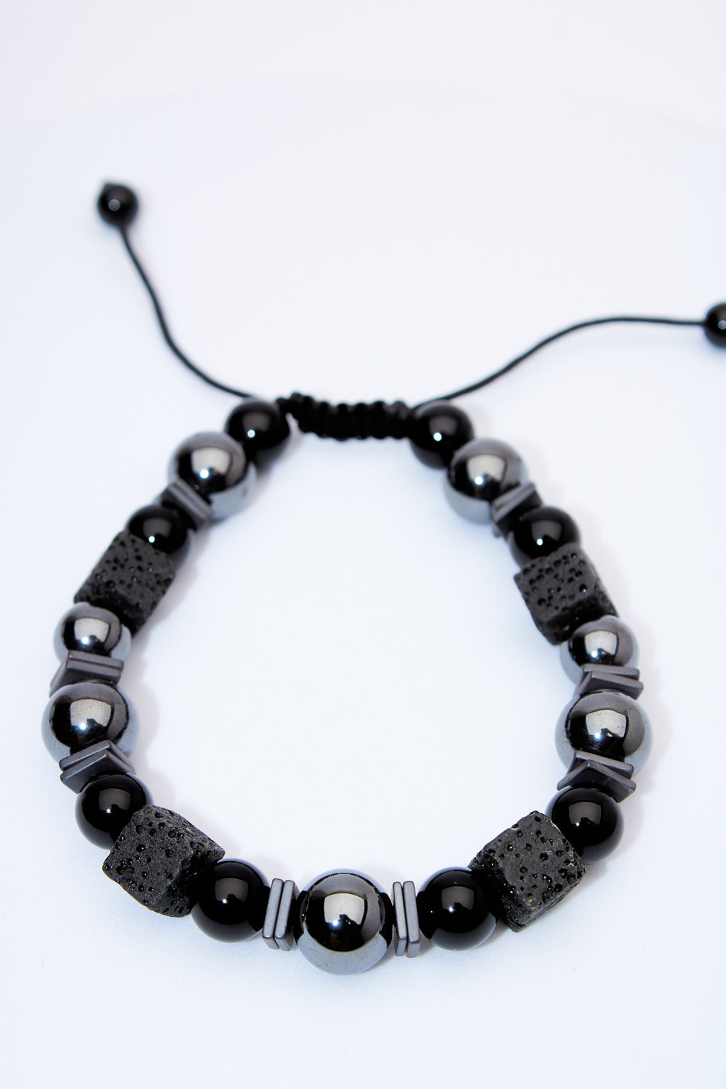 Pulsera ajustable lava, ónix y hematita