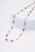Collar cadena fina con cuentas multicolor — baño dorado