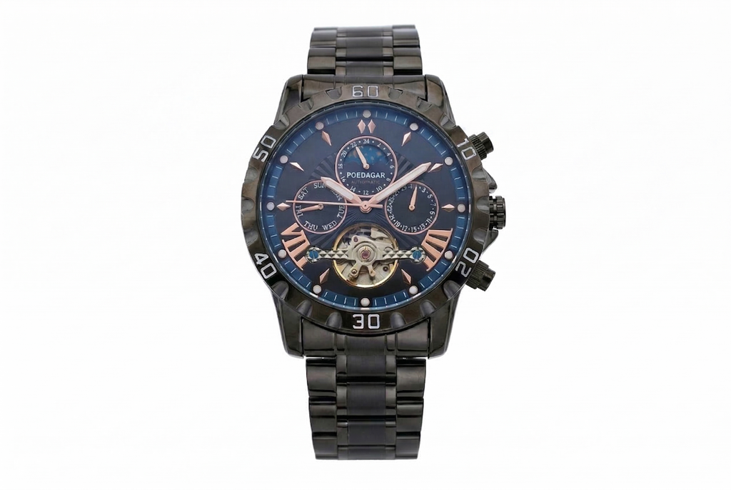 Reloj Poedagar Automático Negro y Azul