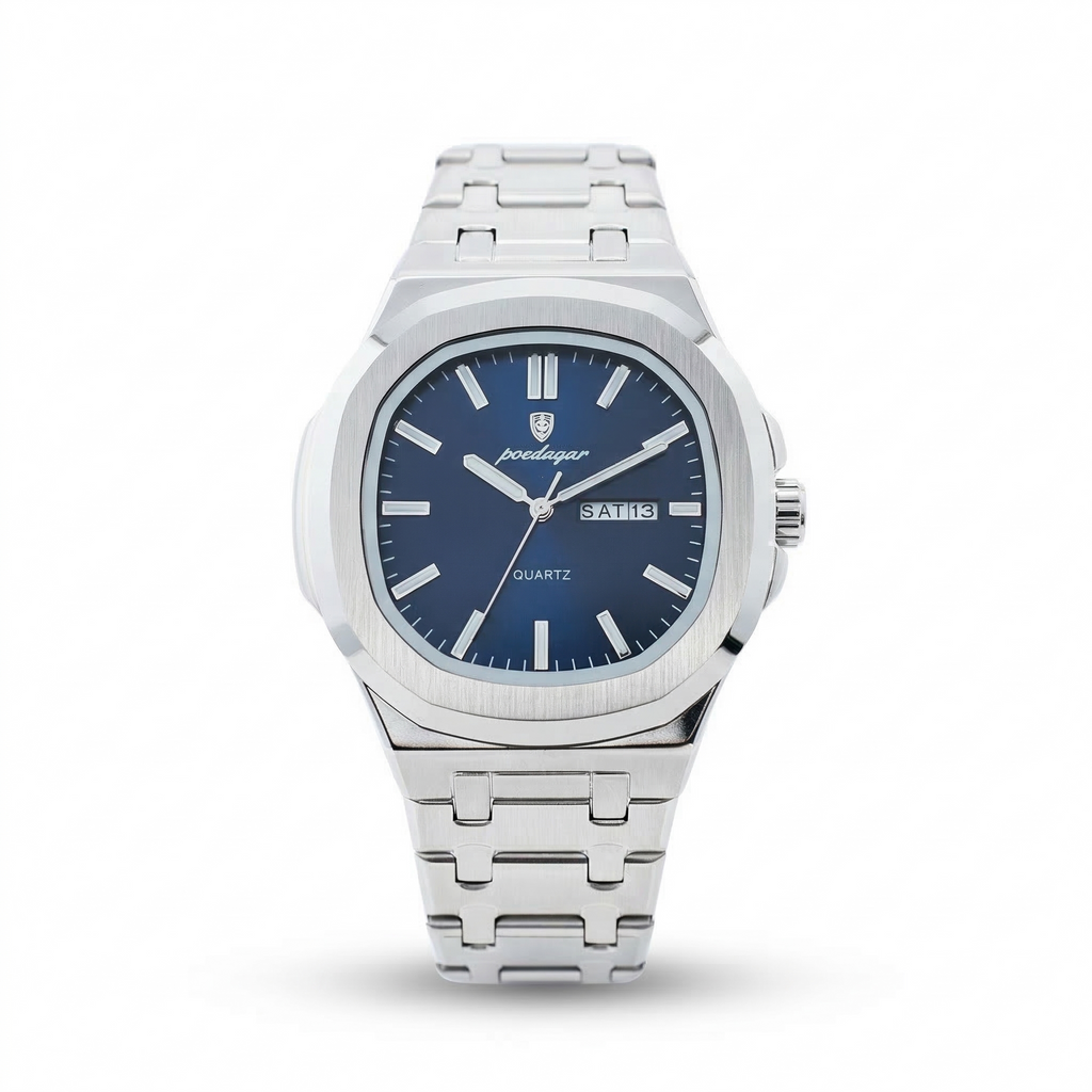 Reloj Poedagar Cuarzo Acero Esfera Azul