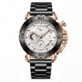 Reloj Poedagar Cronógrafo Deportivo Negro y Oro Rosa