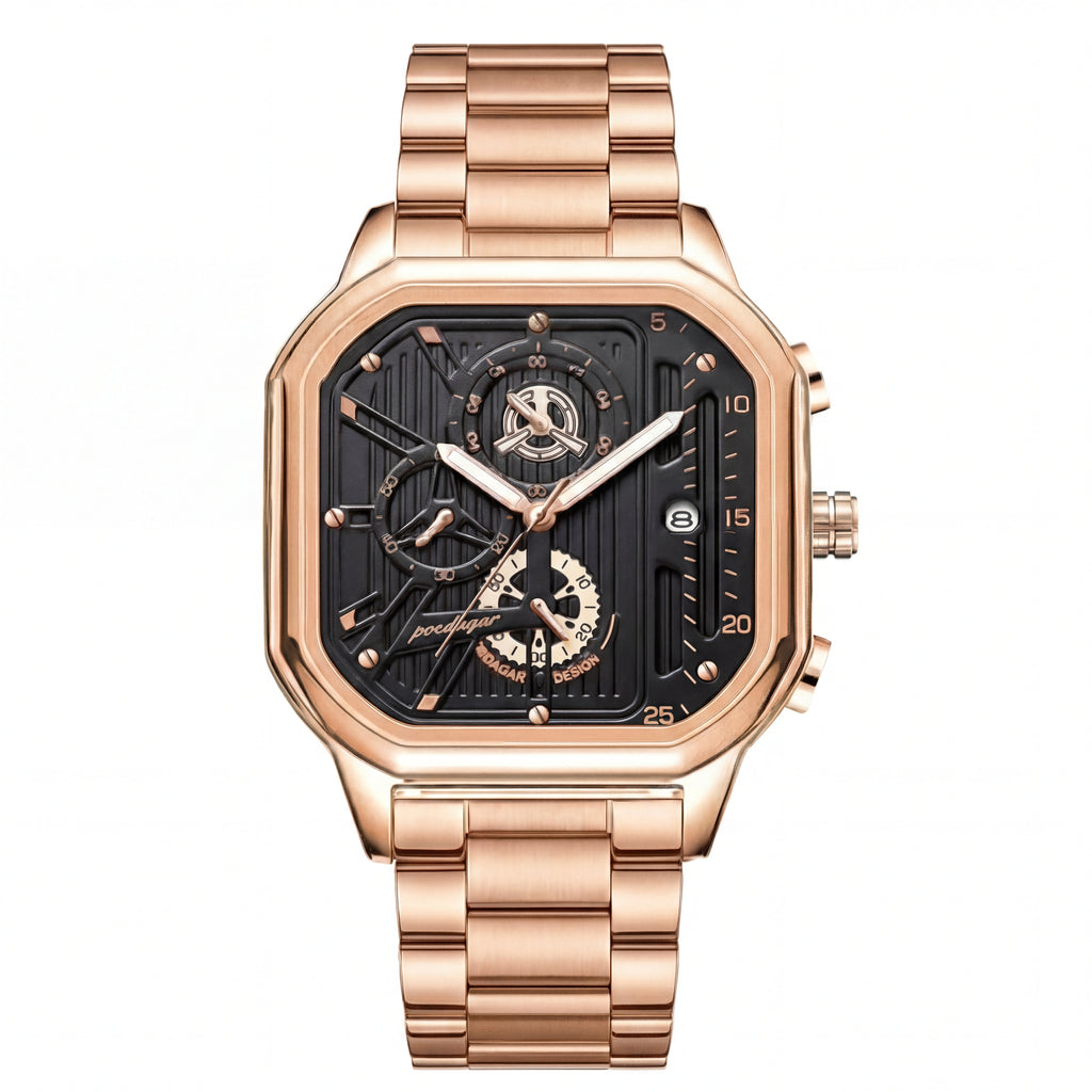 Reloj Poedagar Cuadrado Oro Rosa Industrial