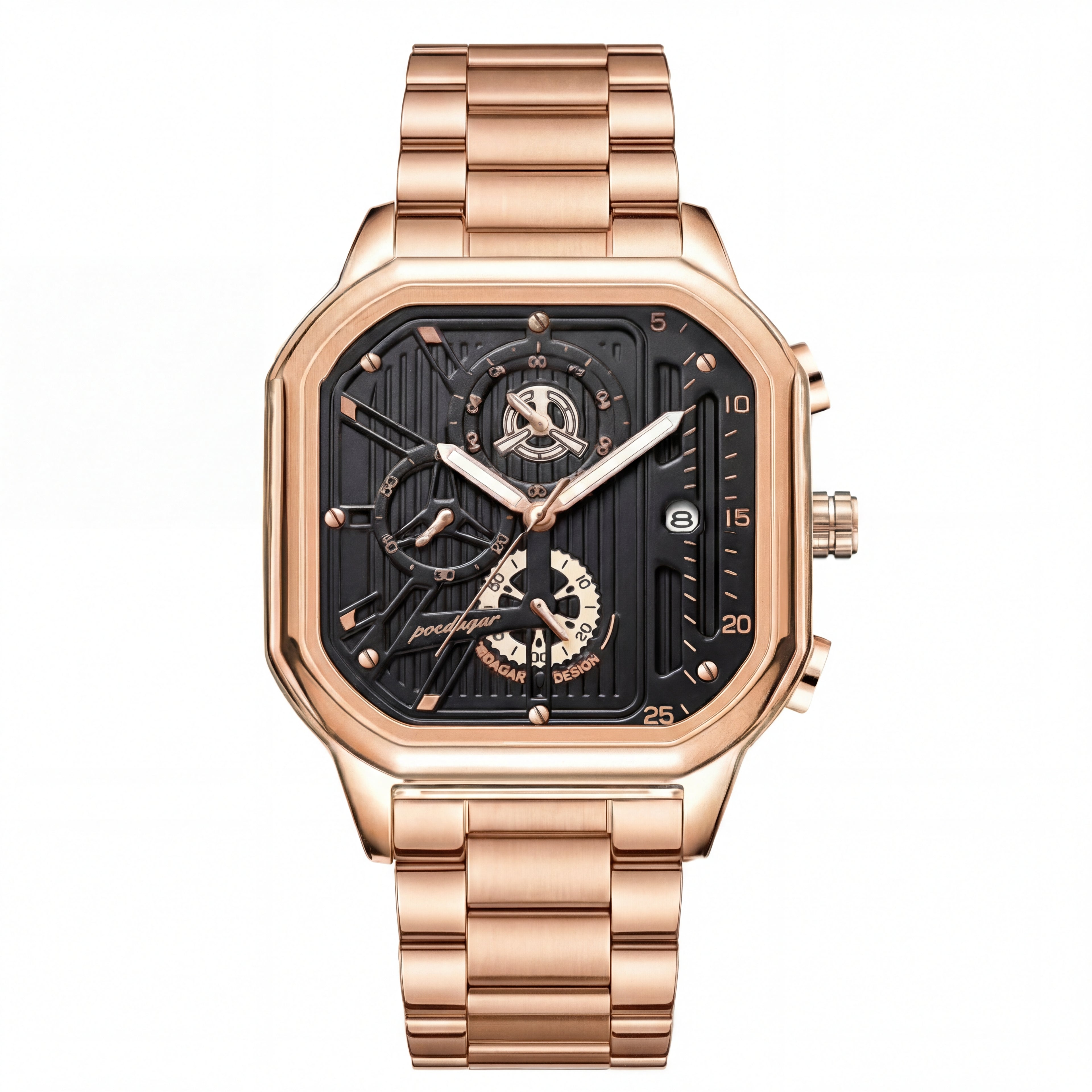 Reloj Poedagar Cuadrado Oro Rosa Industrial