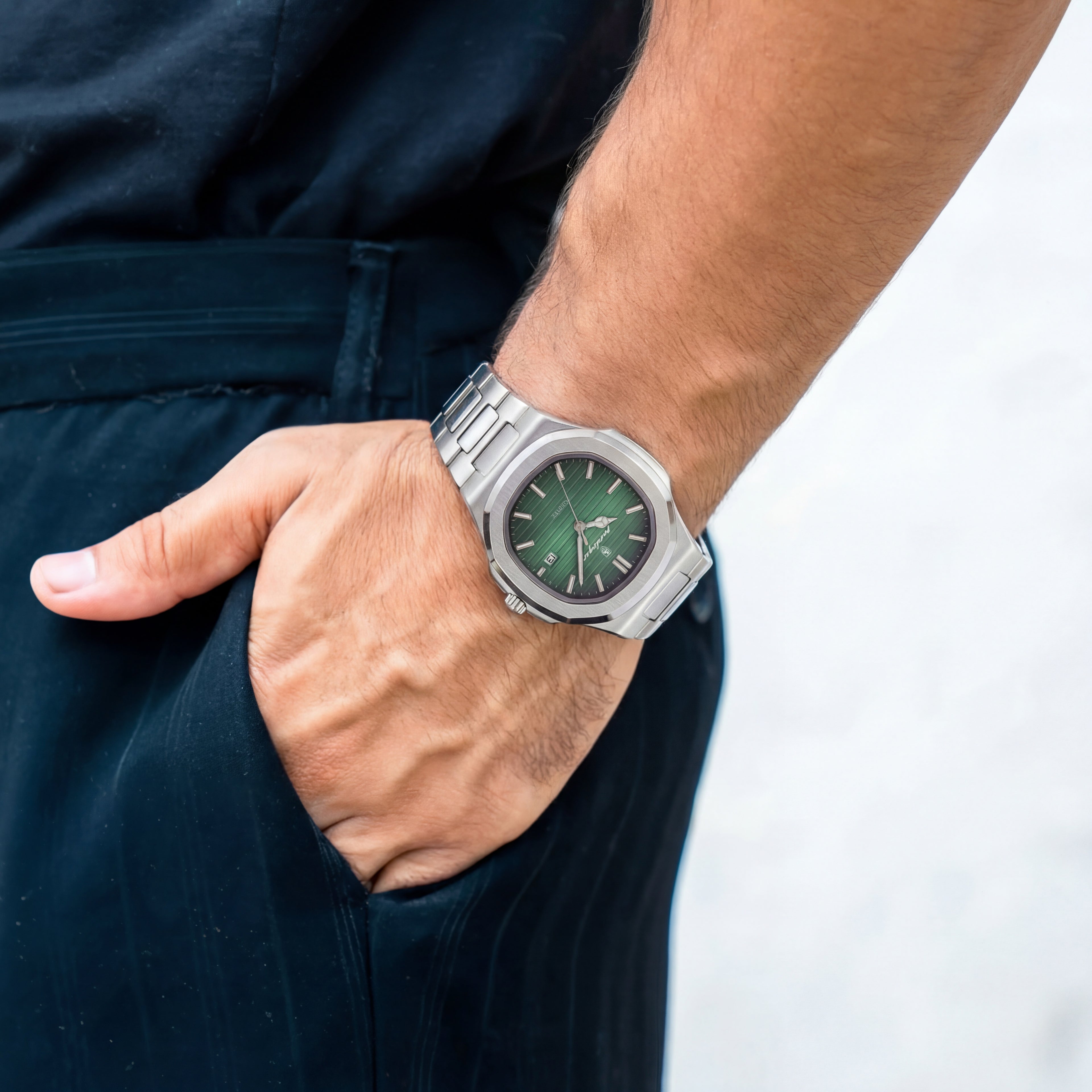 Reloj Poedagar Acero Esfera Verde