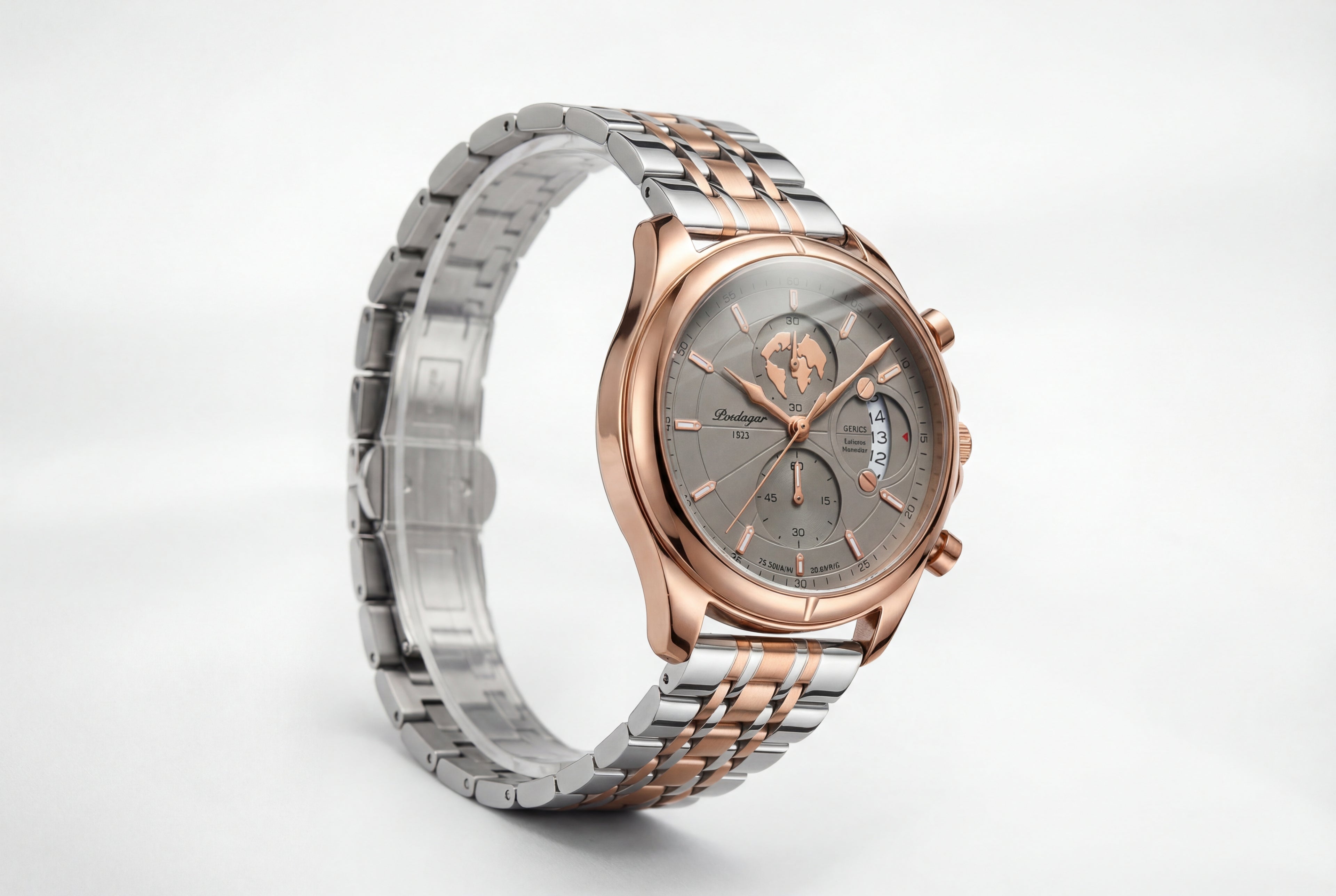 Reloj Poedagar Bicolor Esfera Gris con Mapa