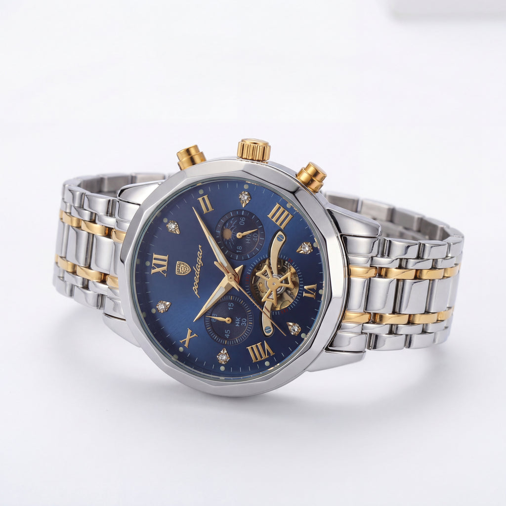 Reloj Poedagar Bicolor Esfera Azul Multifunción