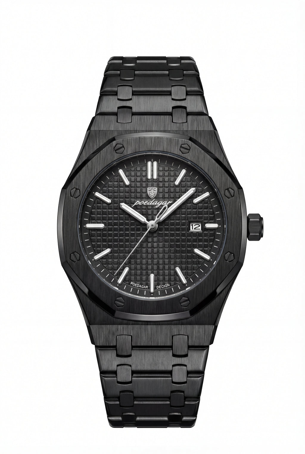 Reloj Poedagar Acero Negro Esfera Texturizada