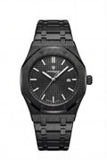 Reloj Poedagar Acero Negro Esfera Texturizada