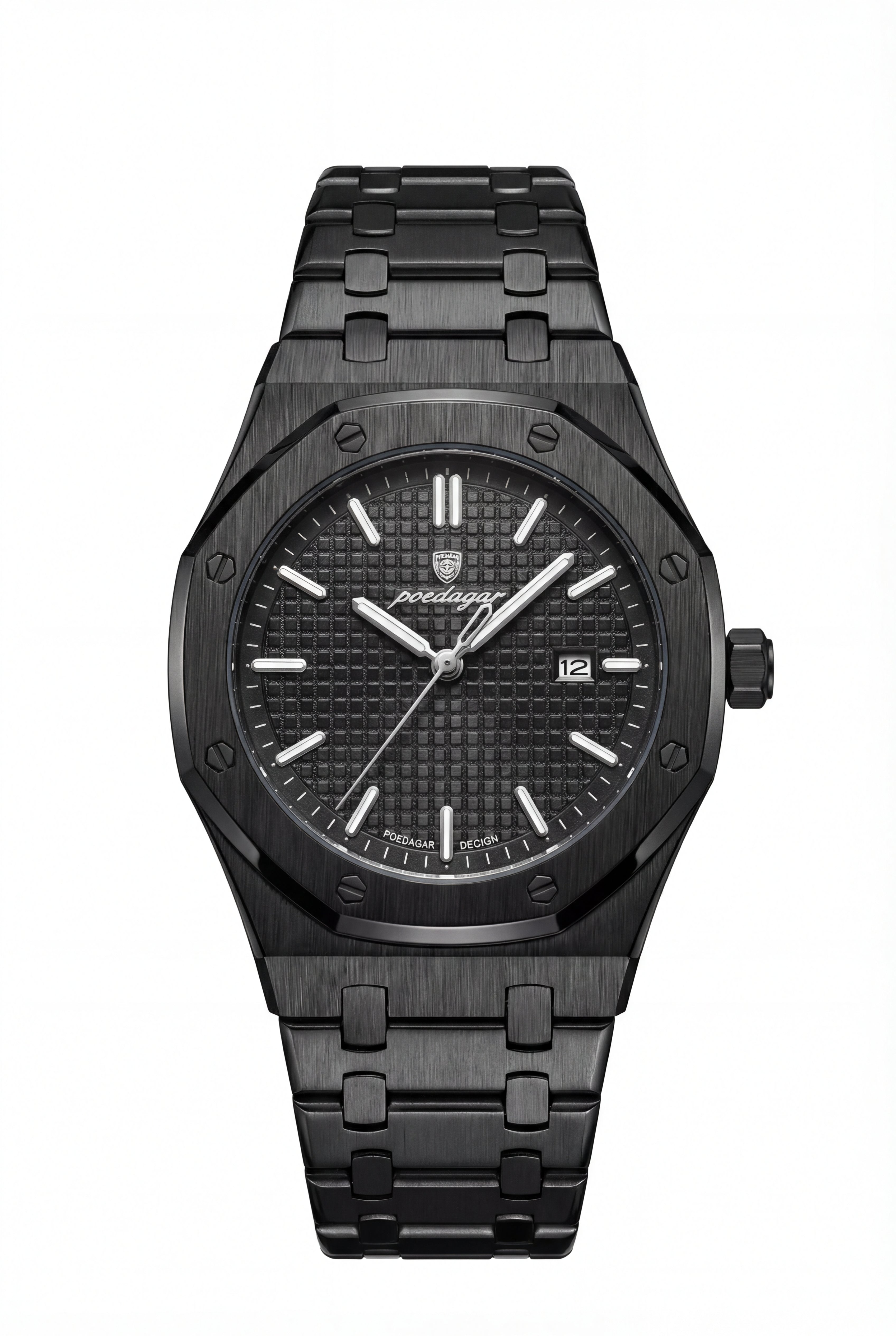 Reloj Poedagar Acero Negro Esfera Texturizada
