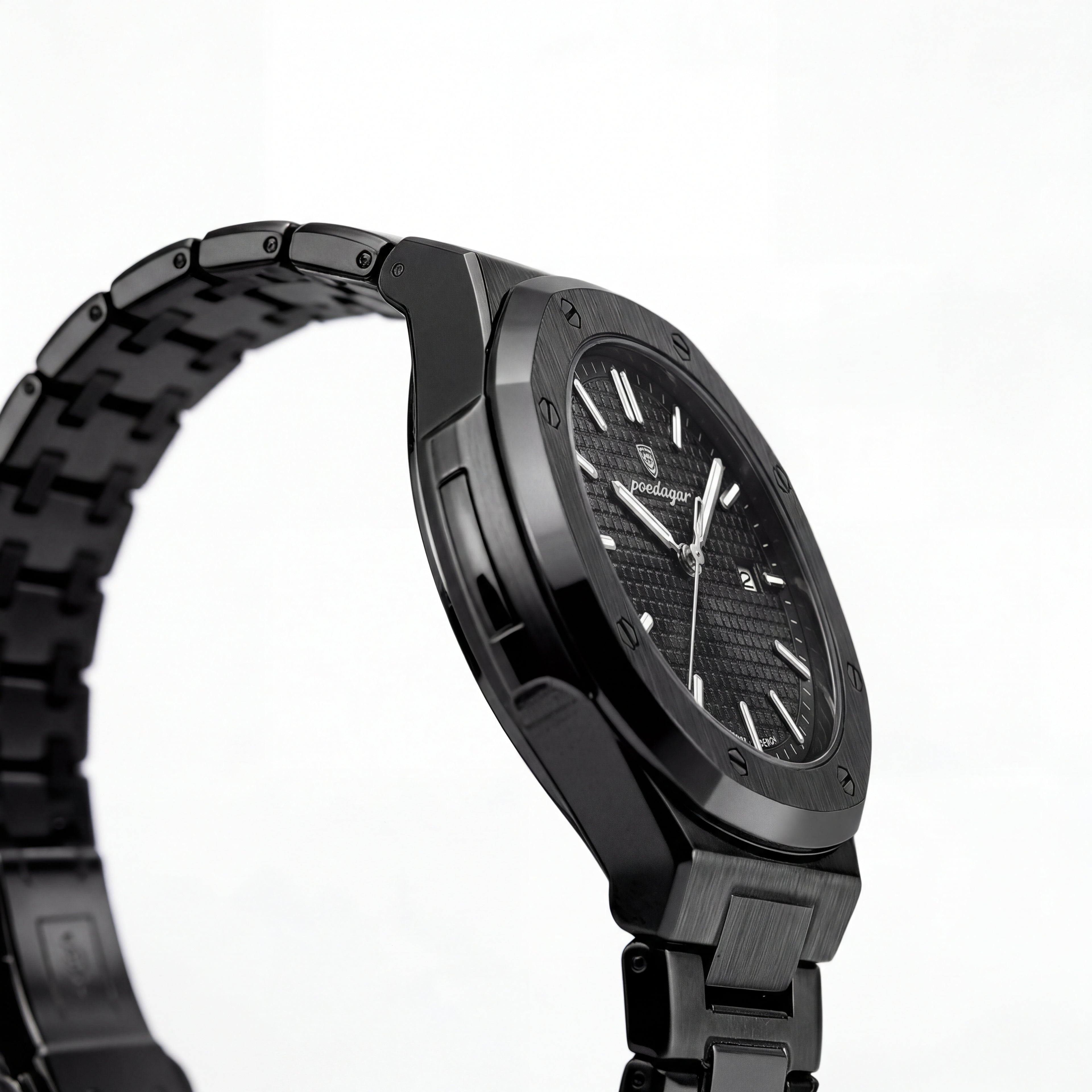 Reloj Poedagar Acero Negro Esfera Texturizada
