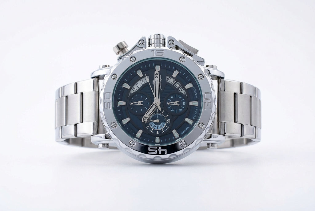 Reloj Poedagar Cronógrafo Deportivo Acero y Azul