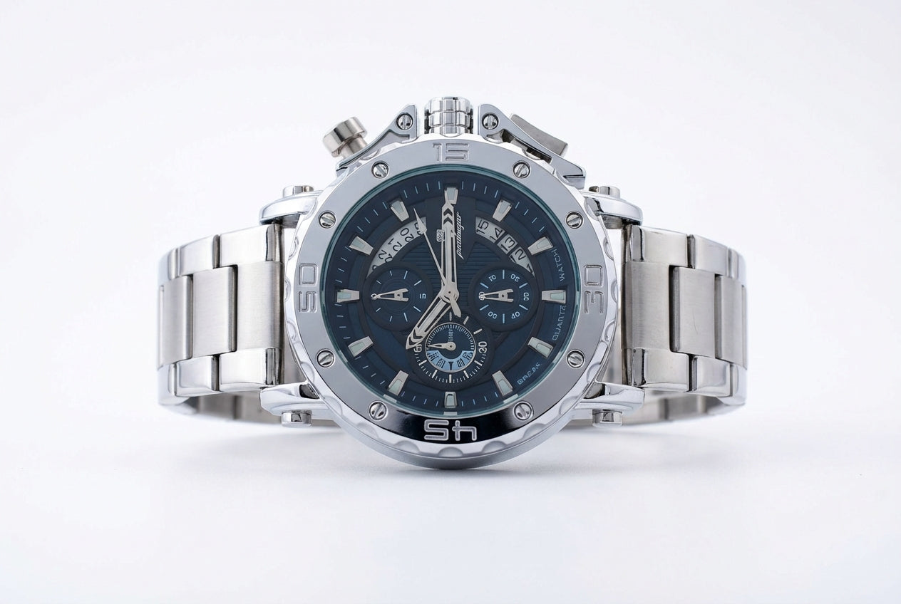 Reloj Poedagar Cronógrafo Deportivo Acero y Azul