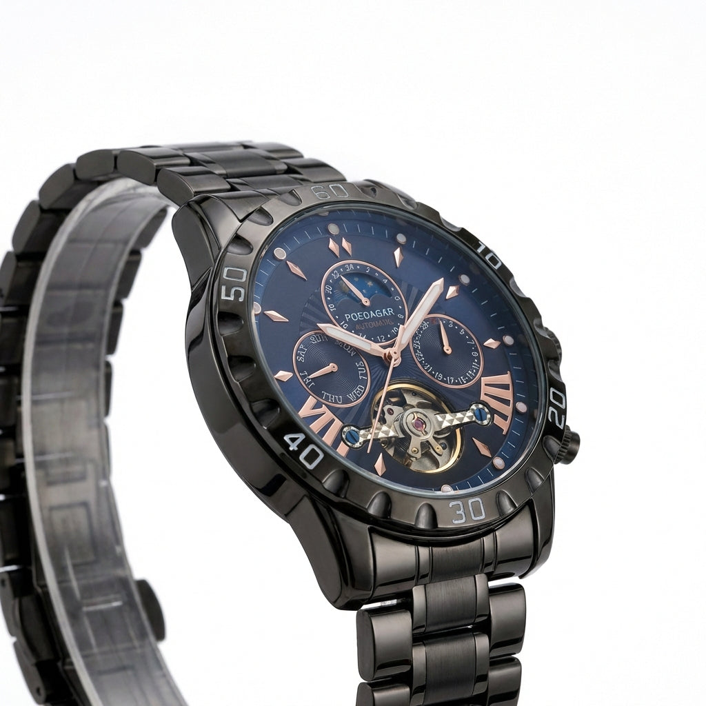 Reloj Poedagar Automático Negro y Azul