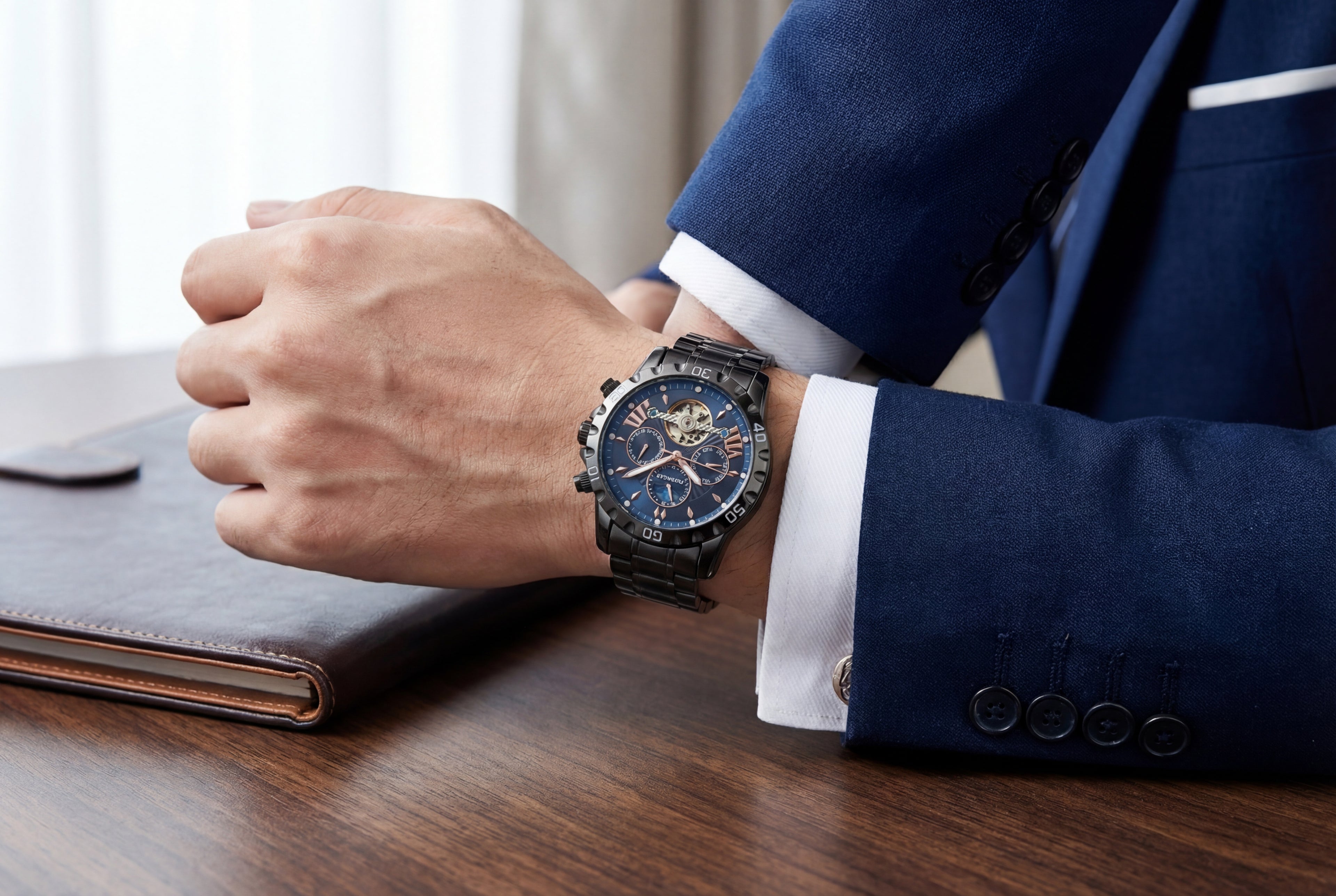 Reloj Poedagar Automático Negro y Azul