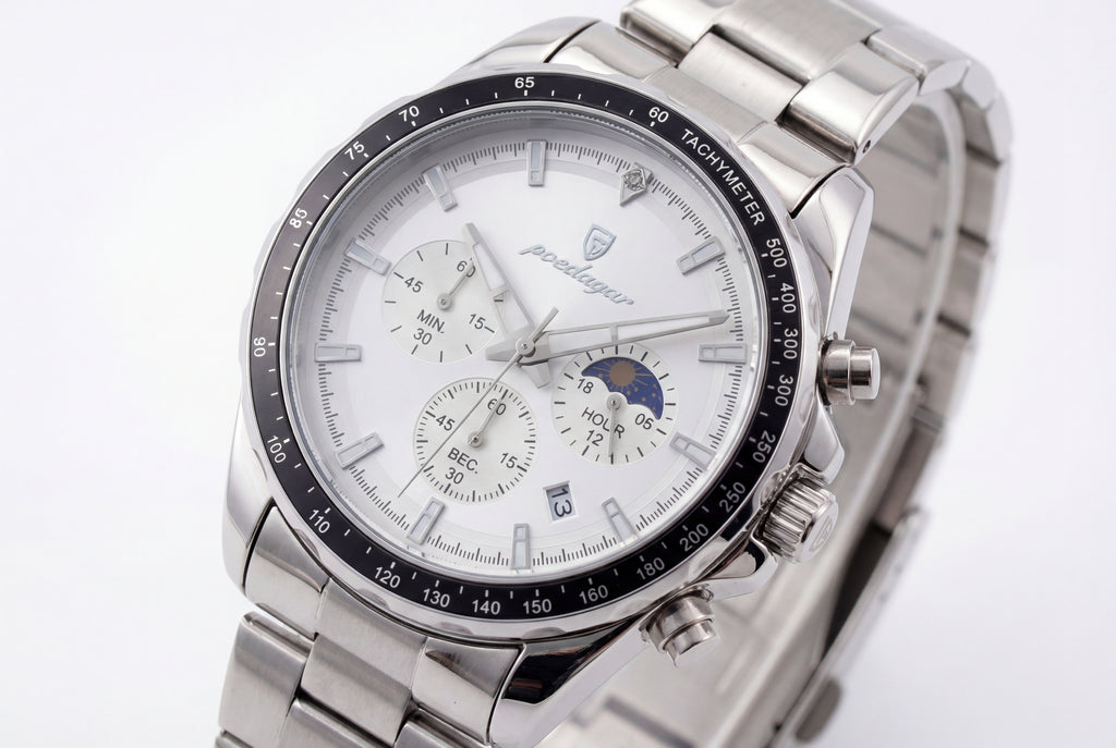 Reloj Poedagar Plateado con Cronógrafo para Hombre