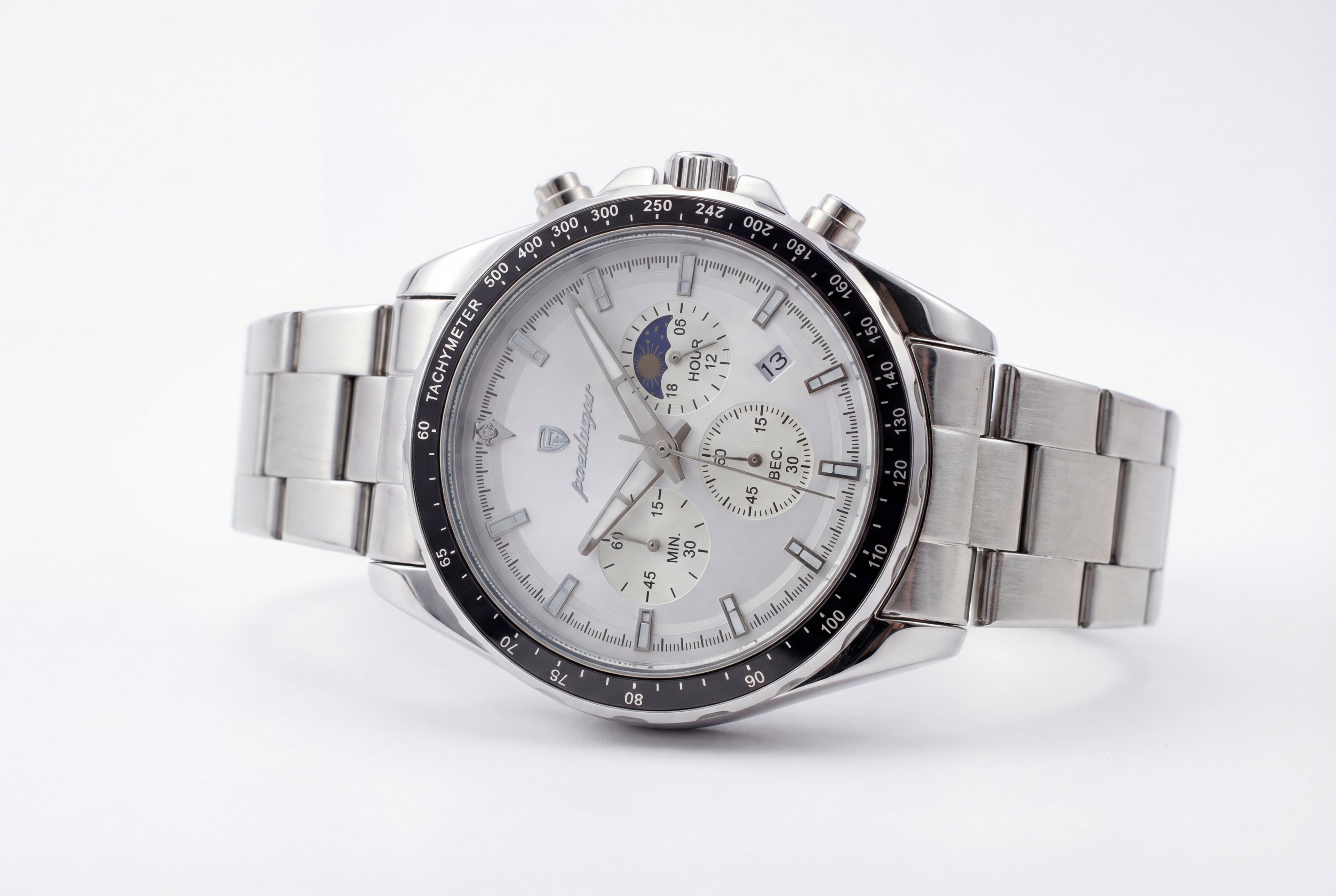 Reloj Poedagar Plateado con Cronógrafo para Hombre