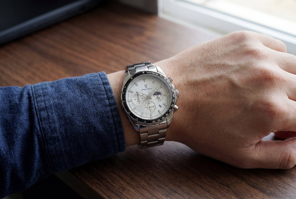 Reloj Poedagar Plateado con Cronógrafo para Hombre