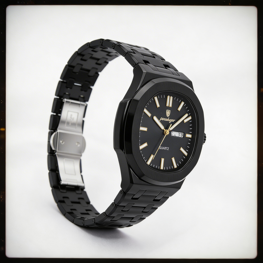 Reloj Poedagar Cuarzo Negro Mate