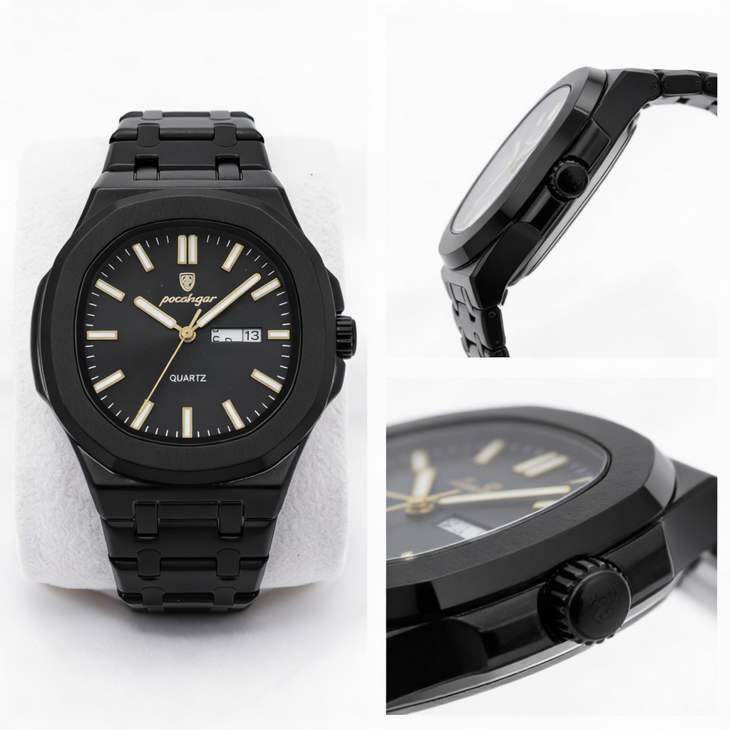 Reloj Poedagar Cuarzo Negro Mate