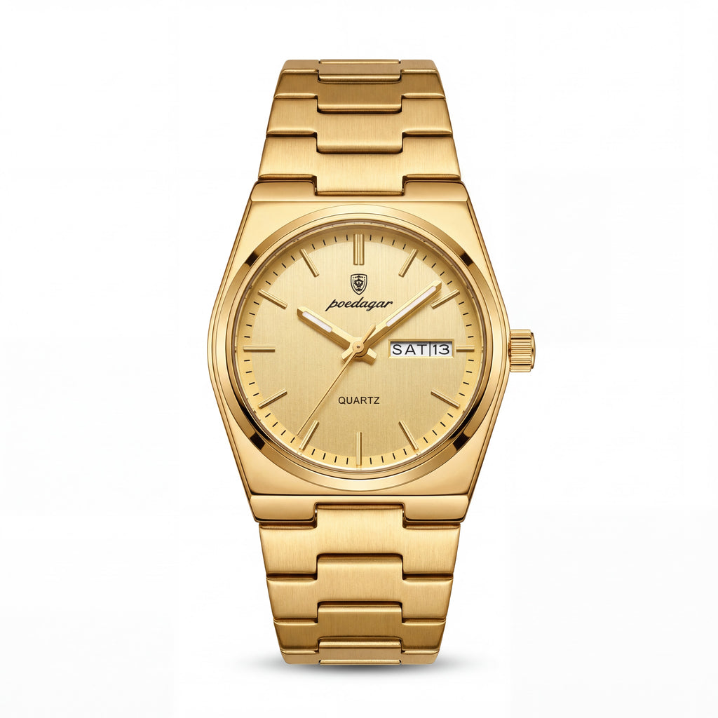 Reloj Poedagar Cuarzo Dorado Clásico