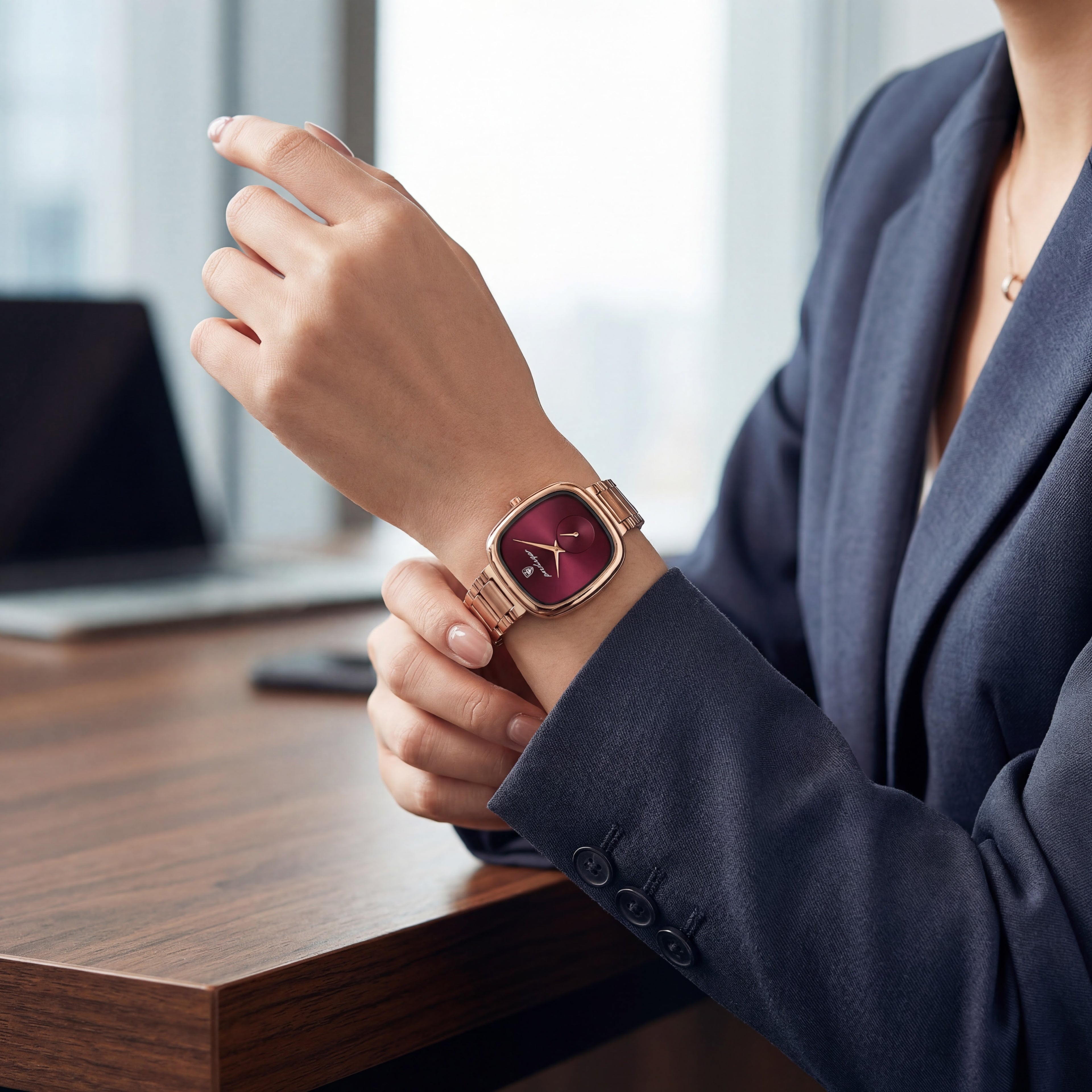 Reloj Poedagar Minimalista Oro Rosa Esfera Vino
