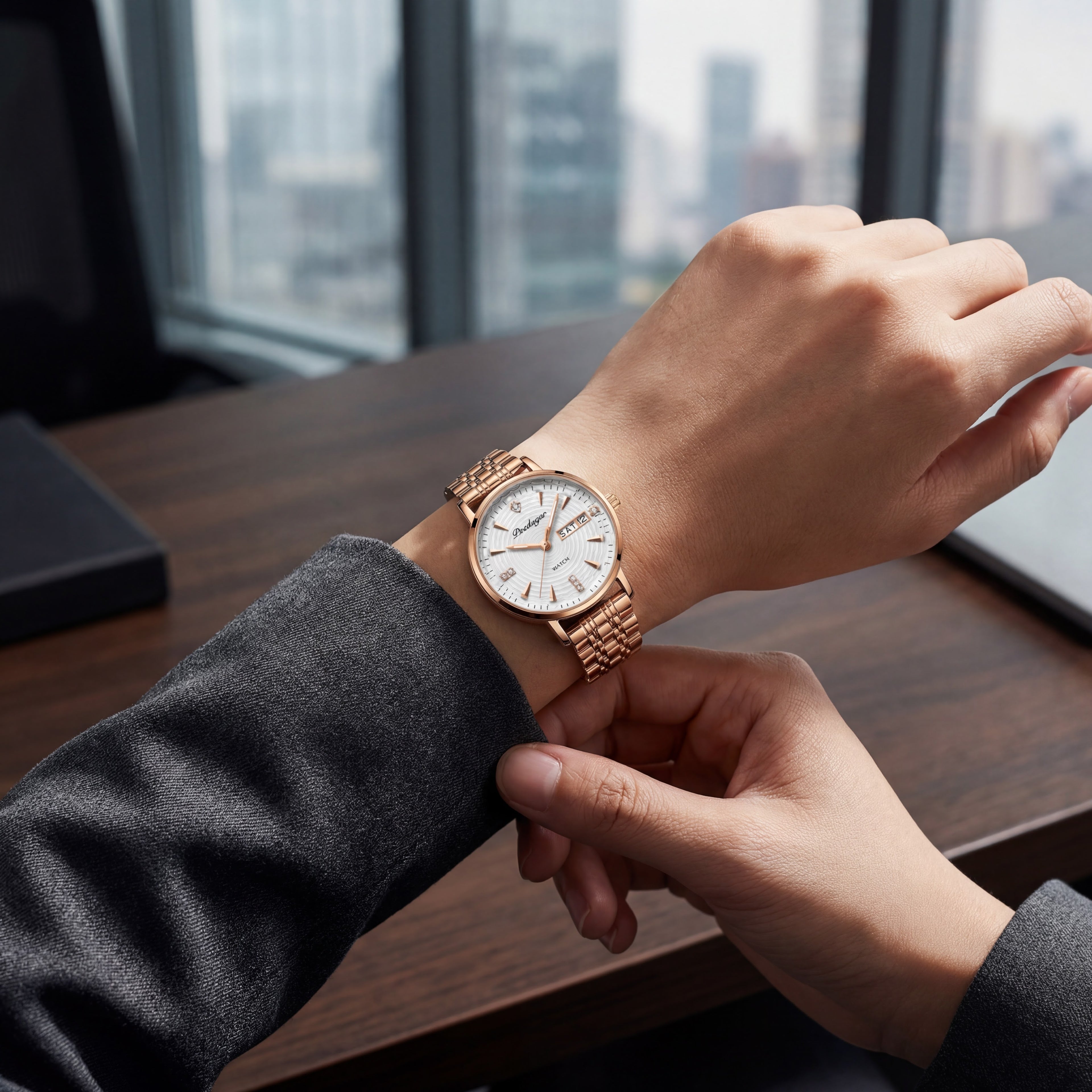 Reloj Poedagar Oro Rosa Esfera Texturizada
