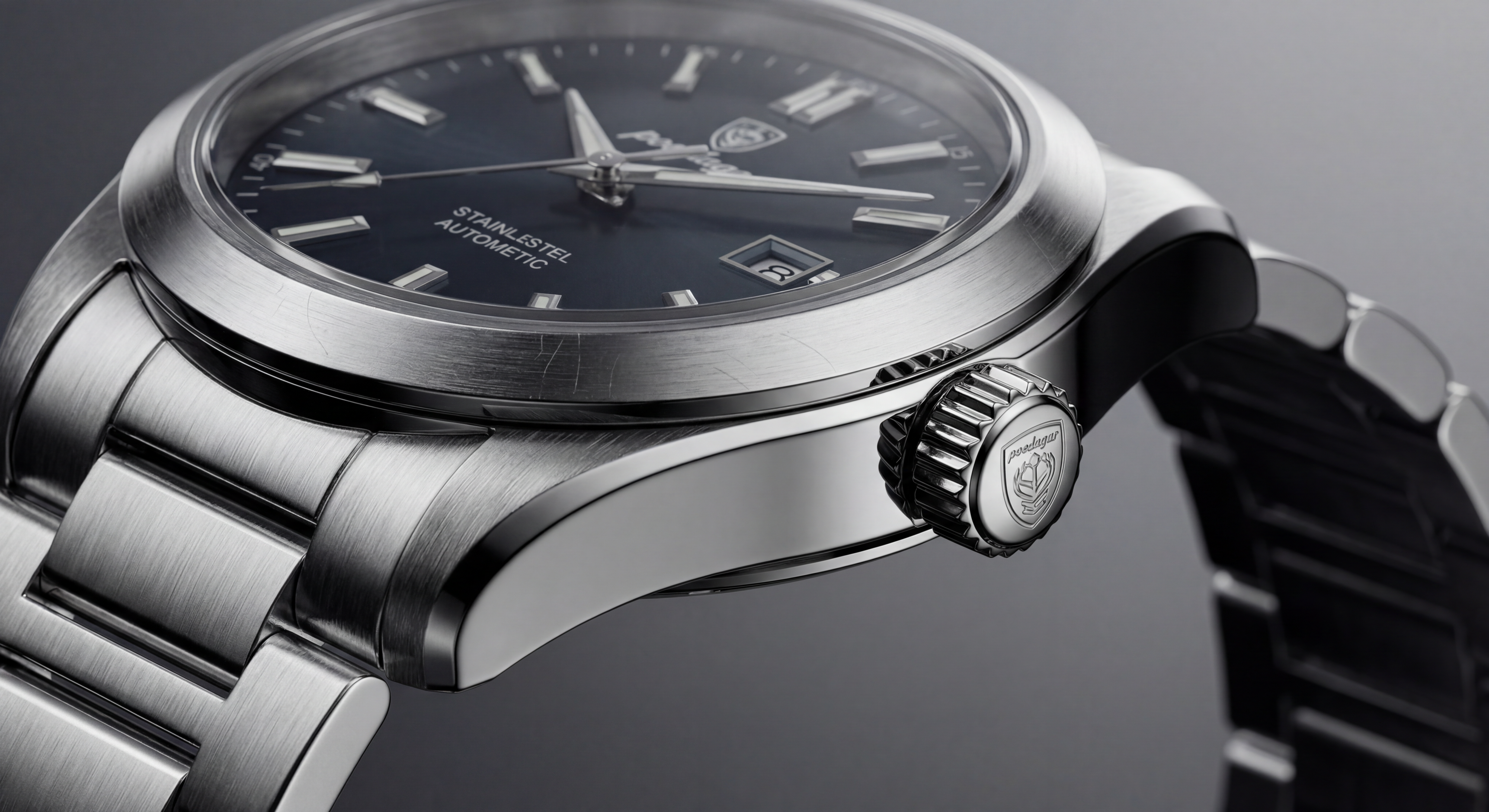 Reloj Poedagar Cuarzo Acero Esfera Plateada