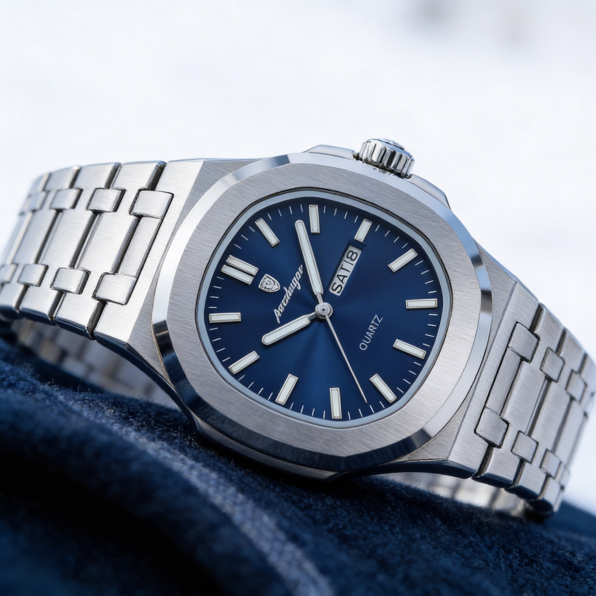 Reloj Poedagar Cuarzo Acero Esfera Azul