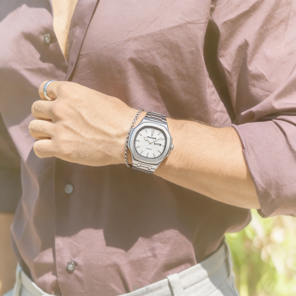 Reloj Poedagar Cuarzo Acero Esfera Clara