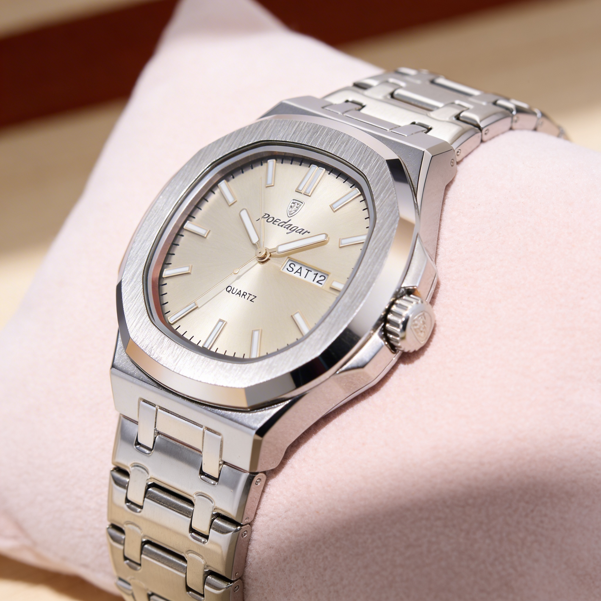 Reloj Poedagar Cuarzo Acero Esfera Clara