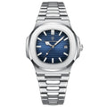 Reloj Poedagar Acero Esfera Azul Texturizada